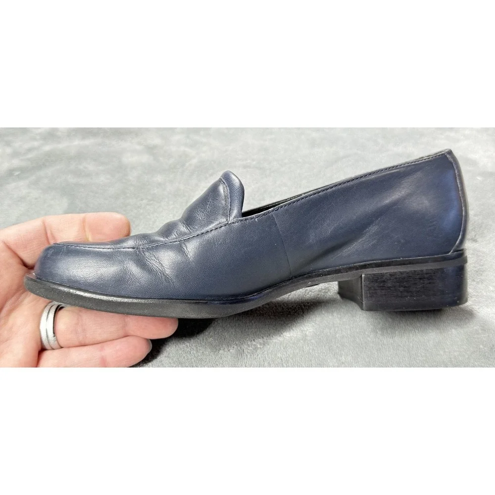 Rockport Shoes Womens Size 5.5 Blue Leather Loafers‎ Slip On Comfort Square Toe